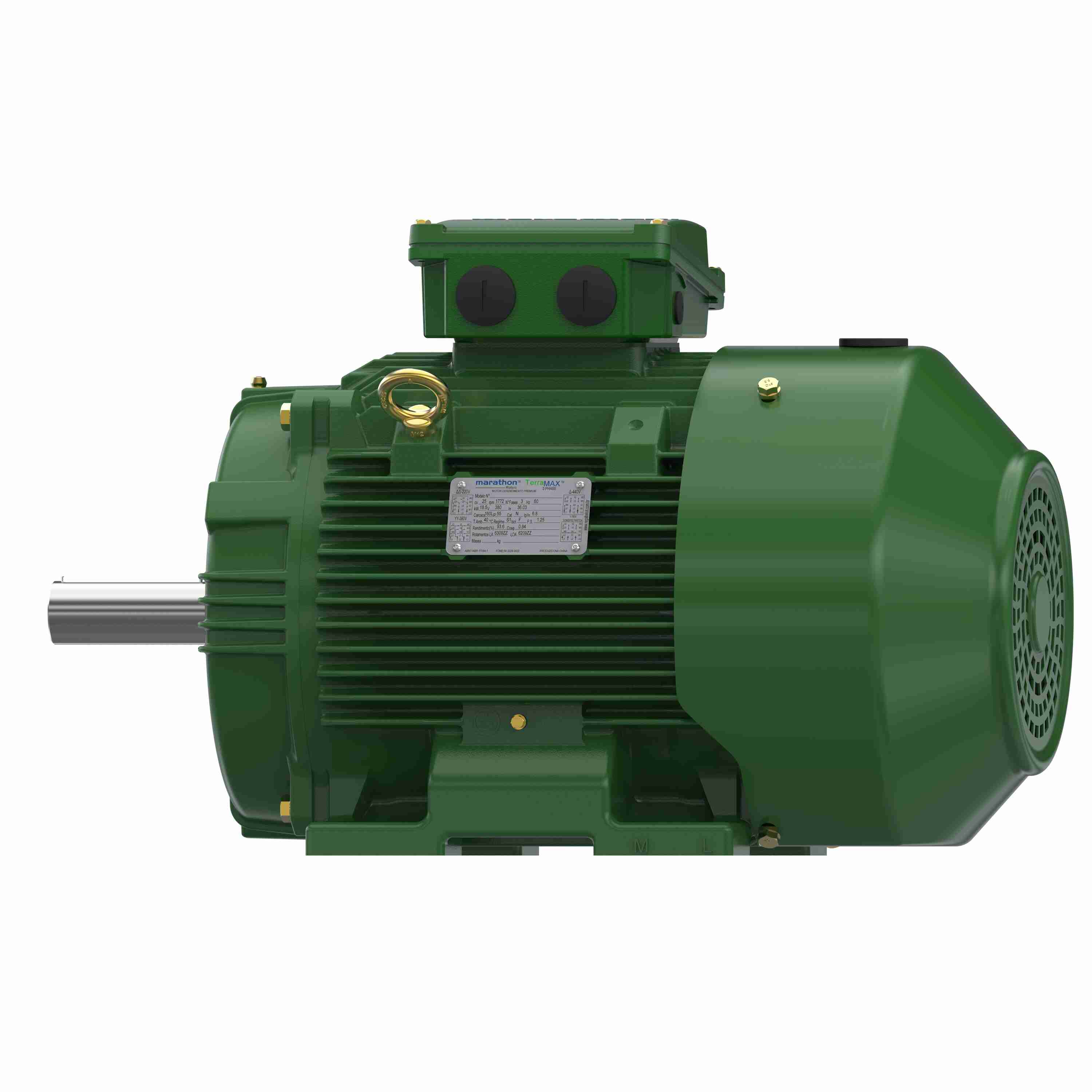 Marathon Electric Cast Iron Motor, 25 HP, 3 Ph, 60 Hz, 380 V, 3600 RPM, 160M Frame, TEFC