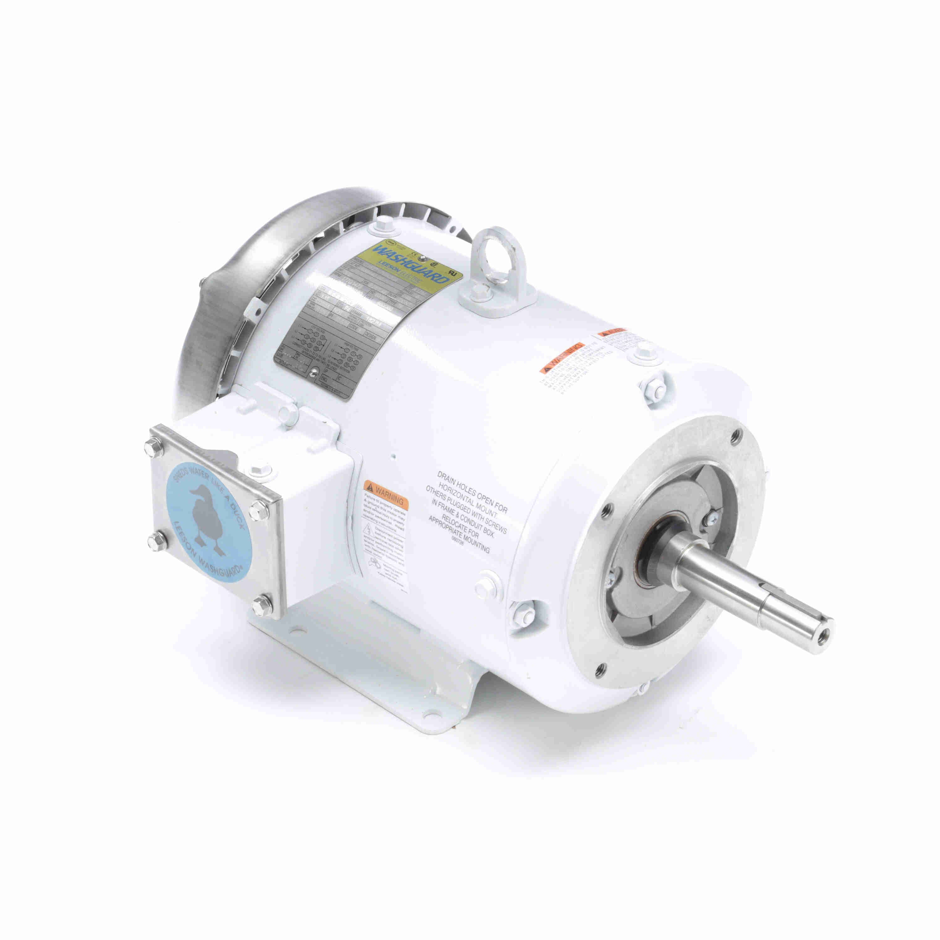 Marathon Electric Washdown Pump Motor, 3 & 2 HP, 3 Ph, 60 & 50 Hz, 230/460 & 190/380 V, 1800 & 1500 RPM, 182JM Frame, TEFC