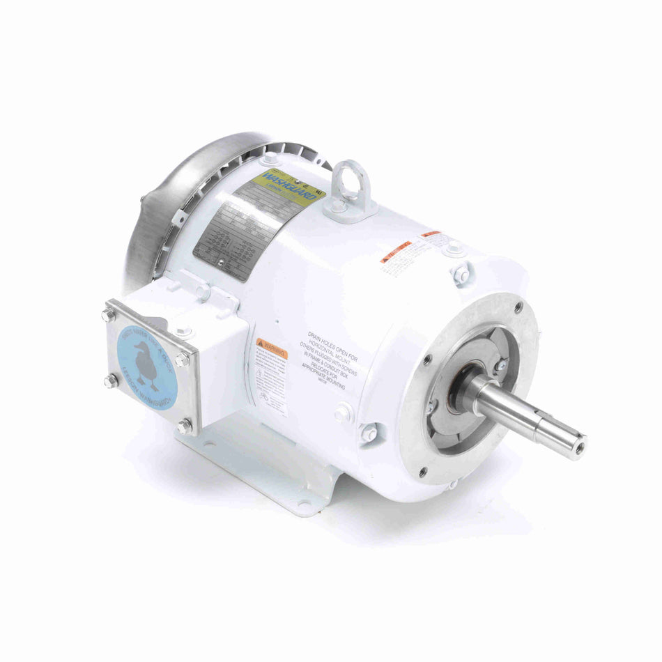 Marathon Electric Washdown Pump Motor, 3 & 2 HP, 3 Ph, 60 & 50 Hz, 230/460 & 190/380 V, 1800 & 1500 RPM, 182JM Frame, TEFC