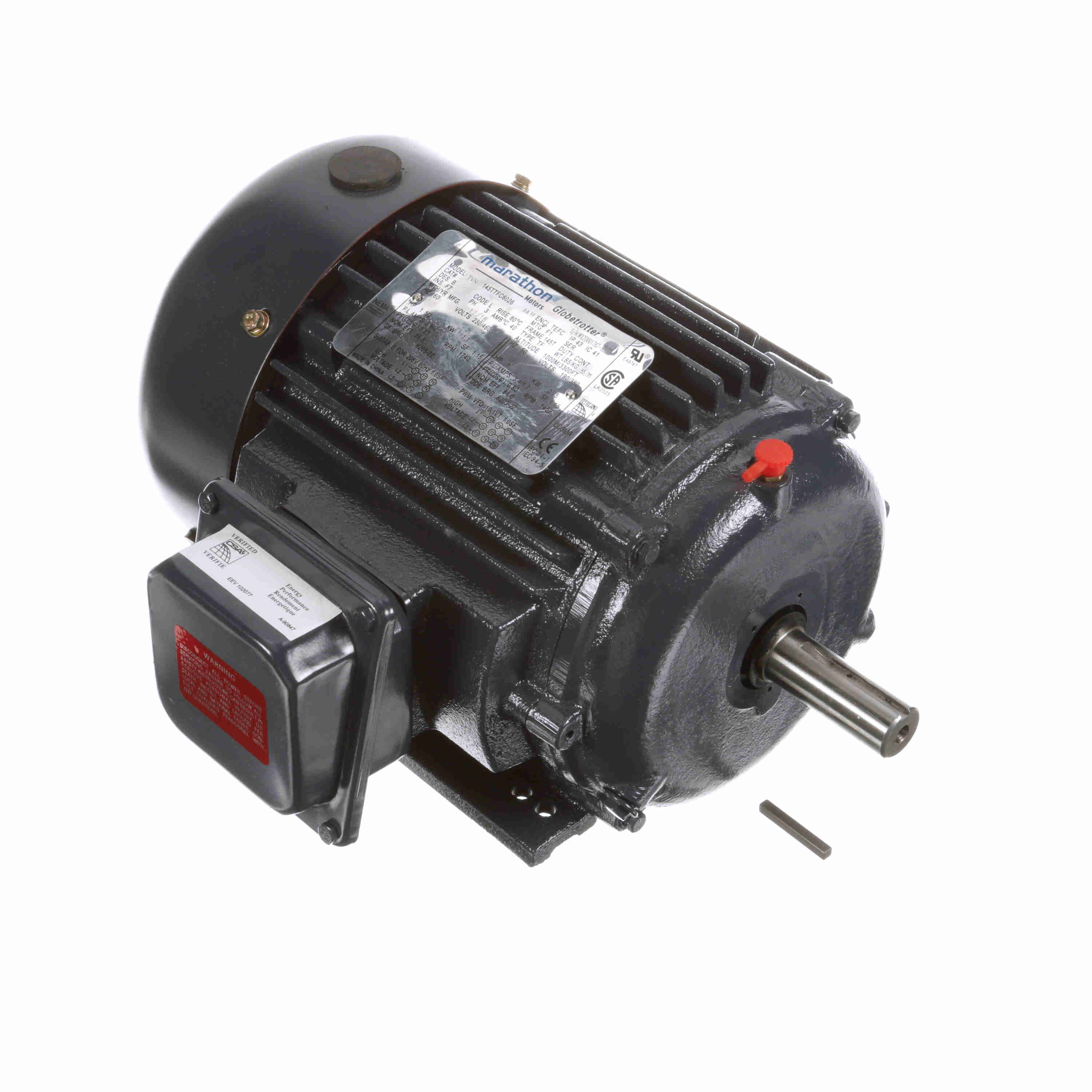 Marathon Electric General Purpose Motor, 1.50 & 1 HP, 3 Ph, 60 & 50 Hz, 230/460 & 190/380 V, 1800 & 1500 RPM, 145T Frame, TEFC