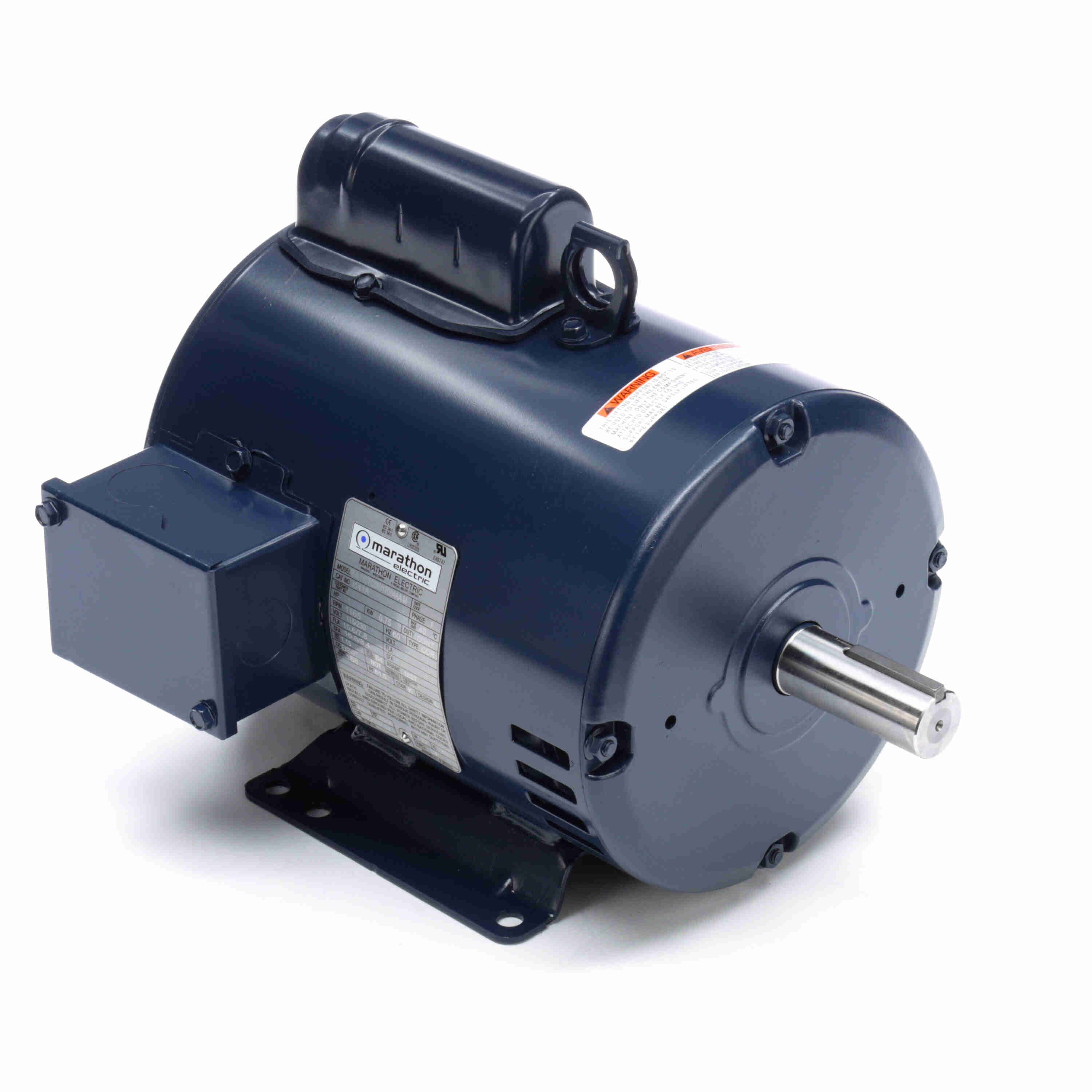Marathon Electric General Purpose Motor, 1 HP, 1 Ph, 60 Hz, 115/230 V, 1200 & 1200 RPM, 182T Frame, DP