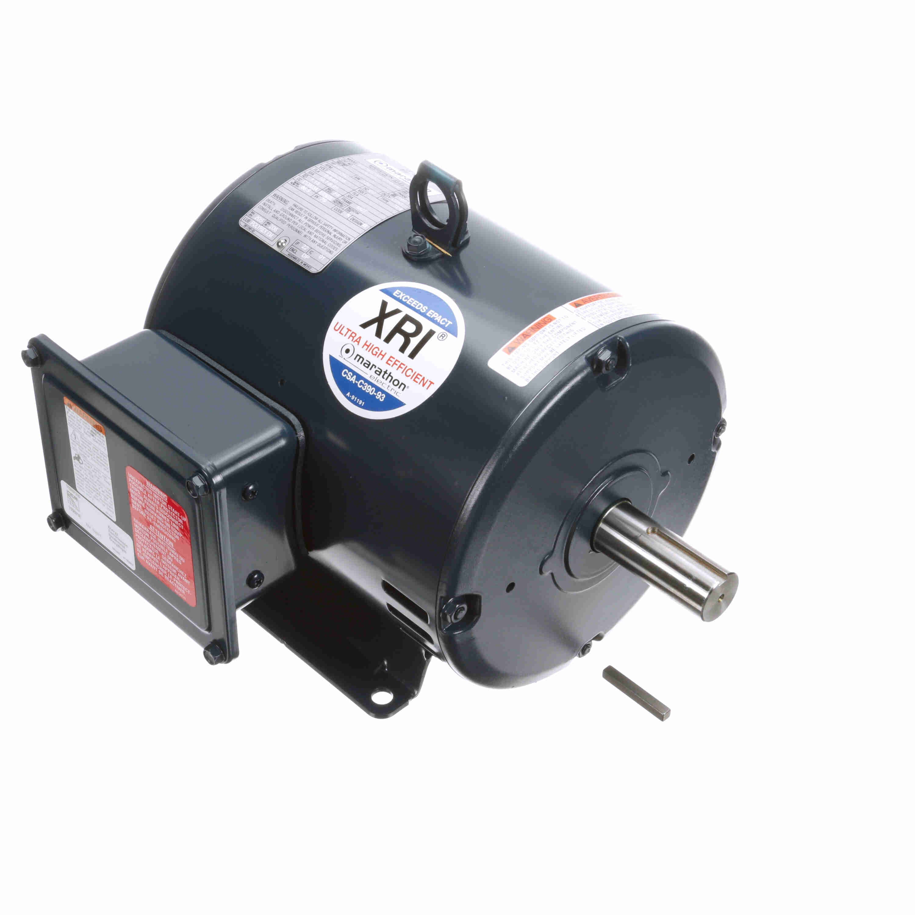 Marathon Electric General Purpose Motor, 3 HP, 3 Ph, 60 Hz, 200-208 V, 1800 & 1800 RPM, 182T Frame, DP