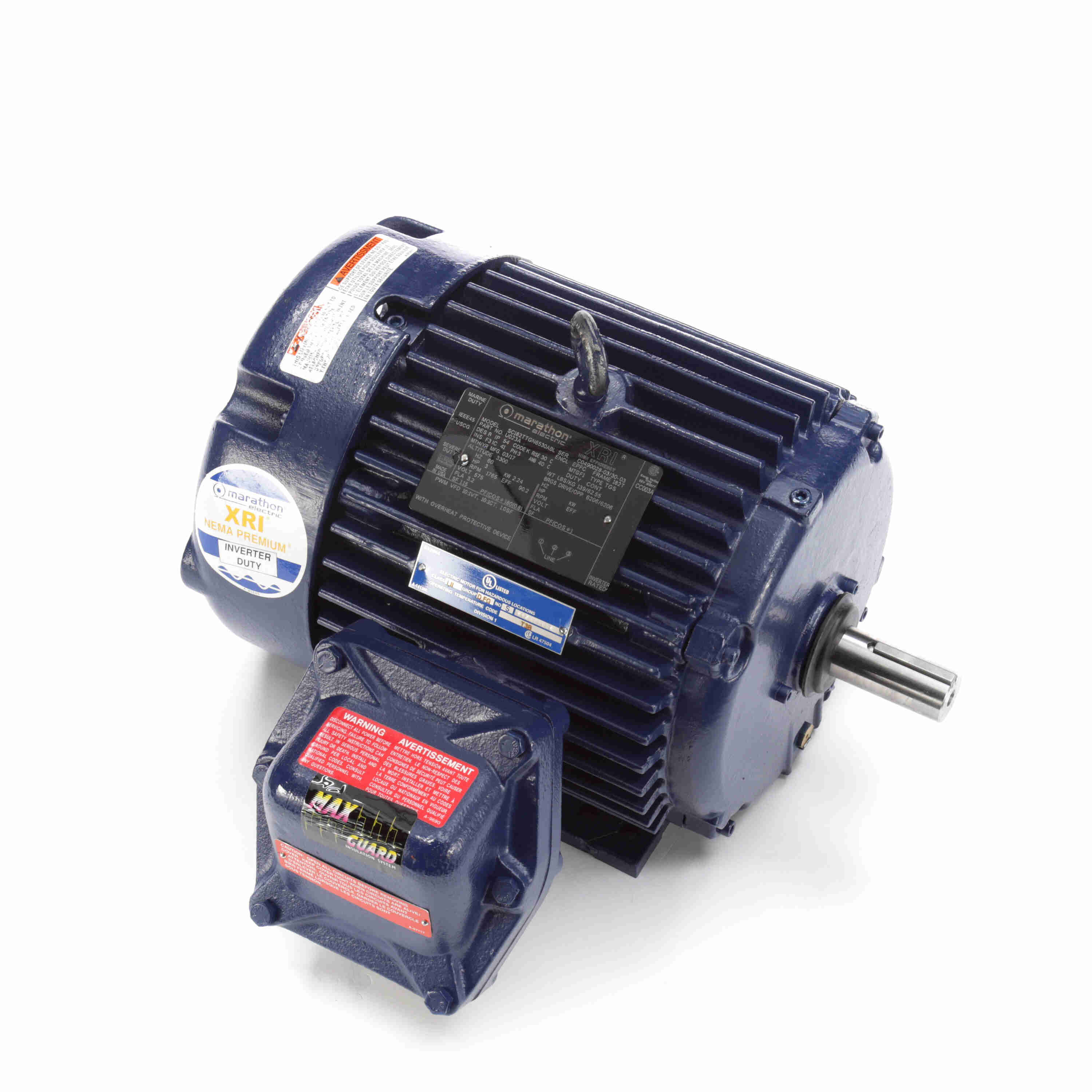 Marathon Electric Cast Iron Motor, 1.50 & 1 HP, 3 Ph, 60 & 50 Hz, 230/460 & 200/400 V, 1200 & 1000 RPM, 100L Frame, TEFC