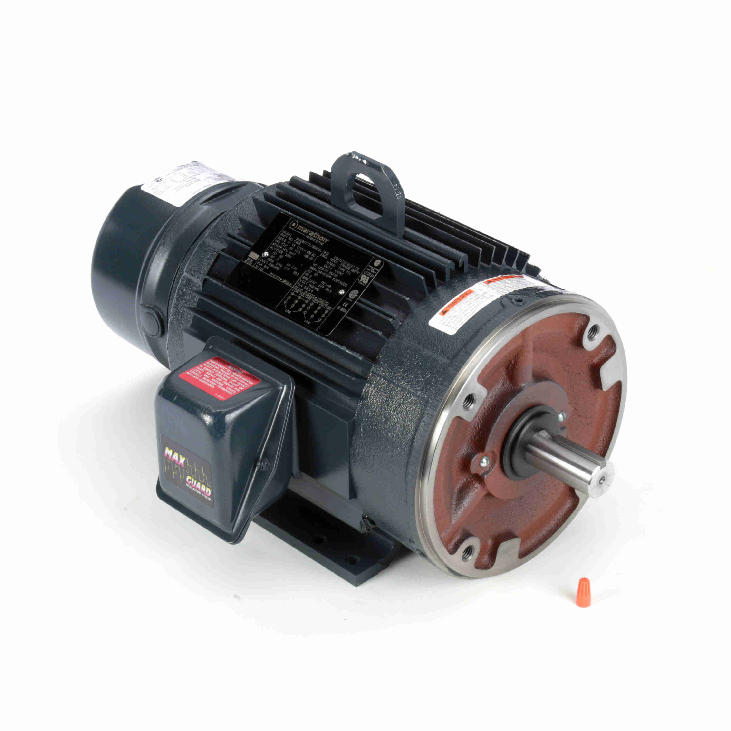 Marathon Electric Brake Motor, 3 & 2 HP, 3 Ph, 60 & 50 Hz, 230/460 & 190/380 V, 1800 & 1500 RPM, 182TC Frame, TENV