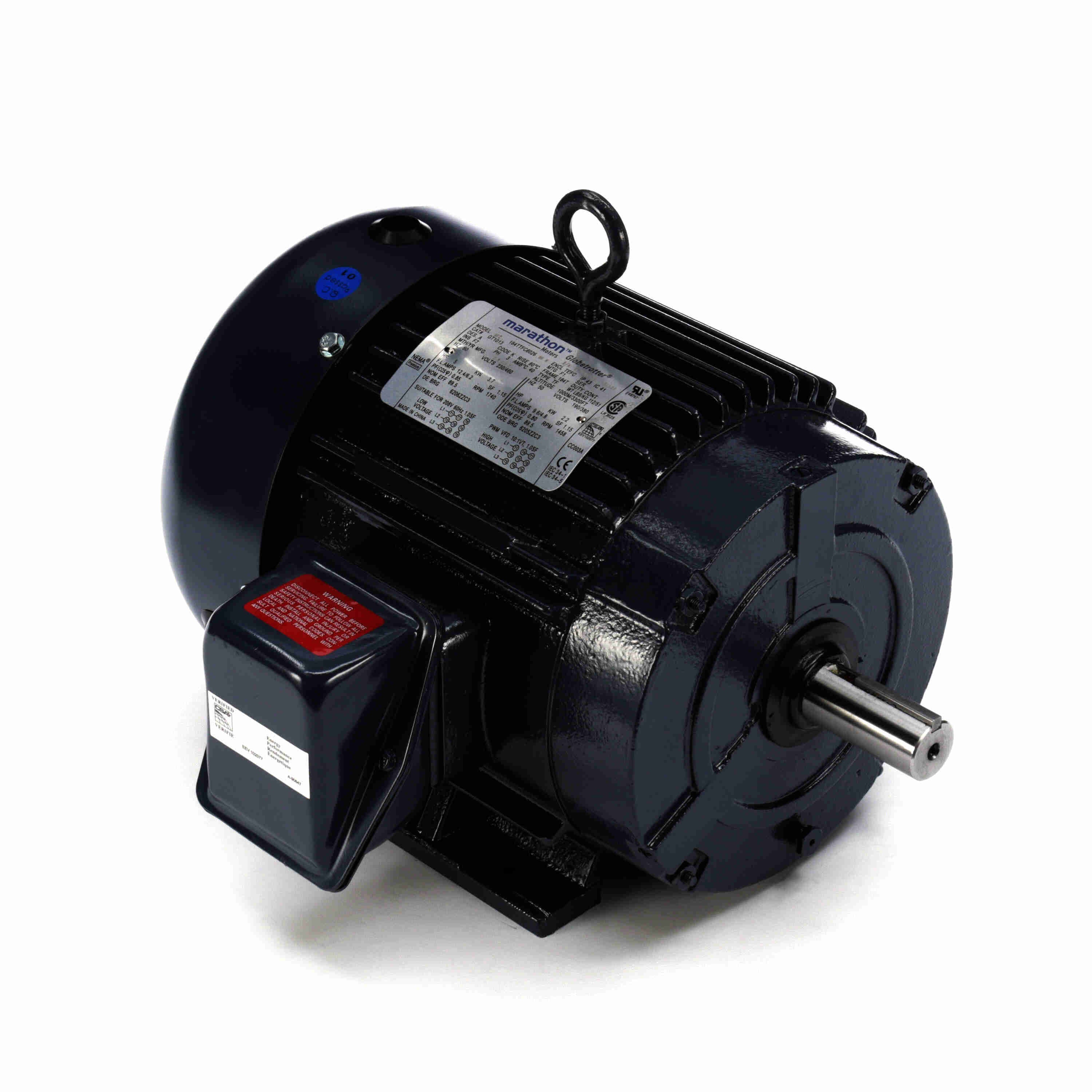 Marathon Electric General Purpose Motor, 30 & 25 HP, 3 Ph, 60 & 50 Hz, 230/460 & 190/380 V, 1800 & 1500 RPM, 286TS Frame, DP