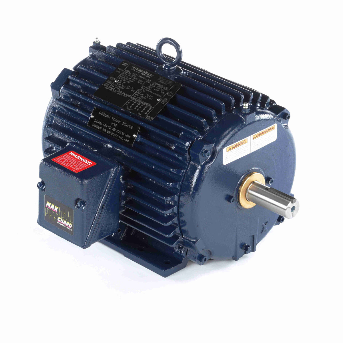 Marathon Electric Severe Duty Motor, 5 & 3 HP, 3 Ph, 60 & 50 Hz, 230/460 & 190/380 V, 1800 & 1500 RPM, 184TV Frame, TEAO