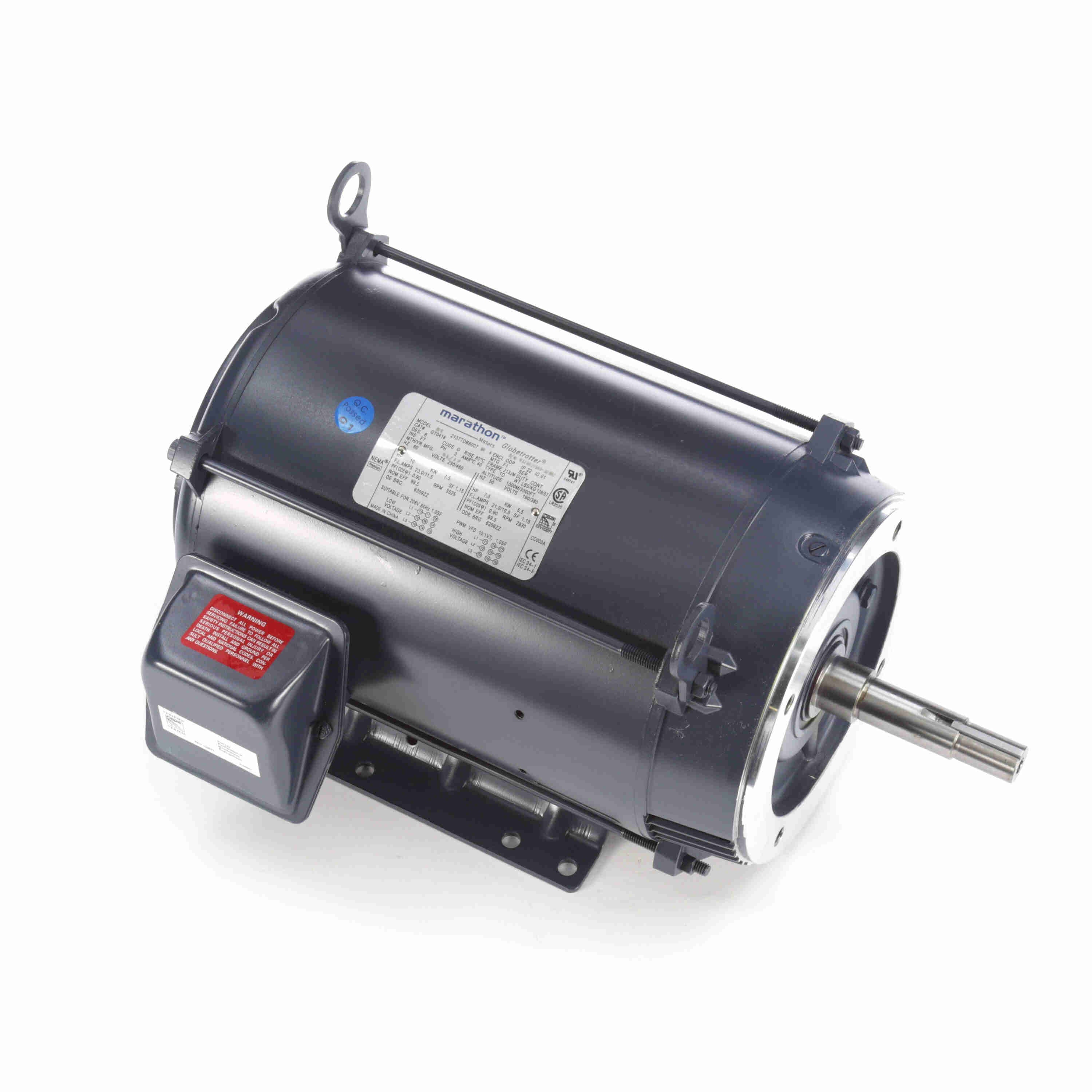 Marathon Electric Close-Coupled Pump Motor, 10 HP, 3 Ph, 60 Hz, 575 V, 3600 & 3600 RPM, 213JM Frame, DP