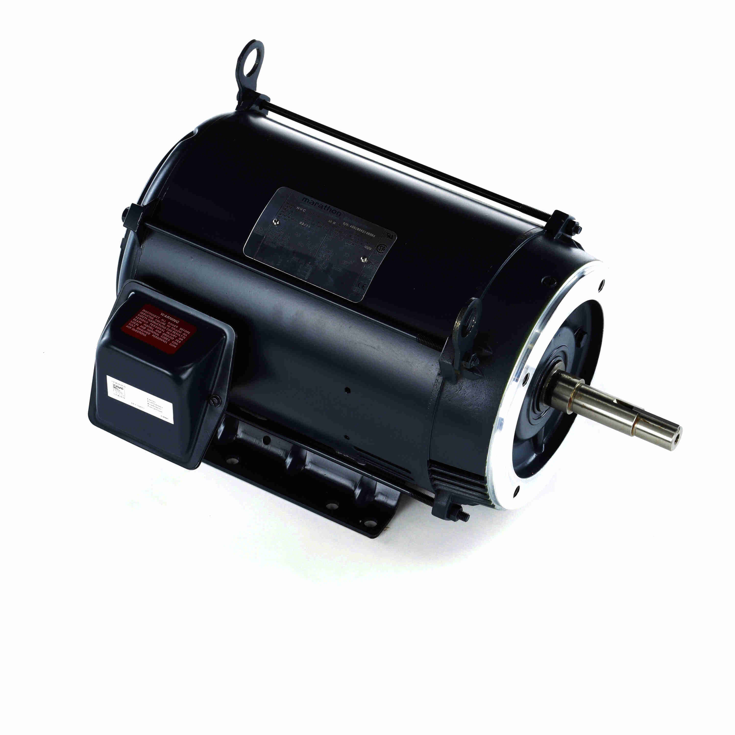 Marathon Electric Close-Coupled Pump Motor, 3 HP, 3 Ph, 60 Hz, 575 V, 1200 RPM, 213JM Frame, DP