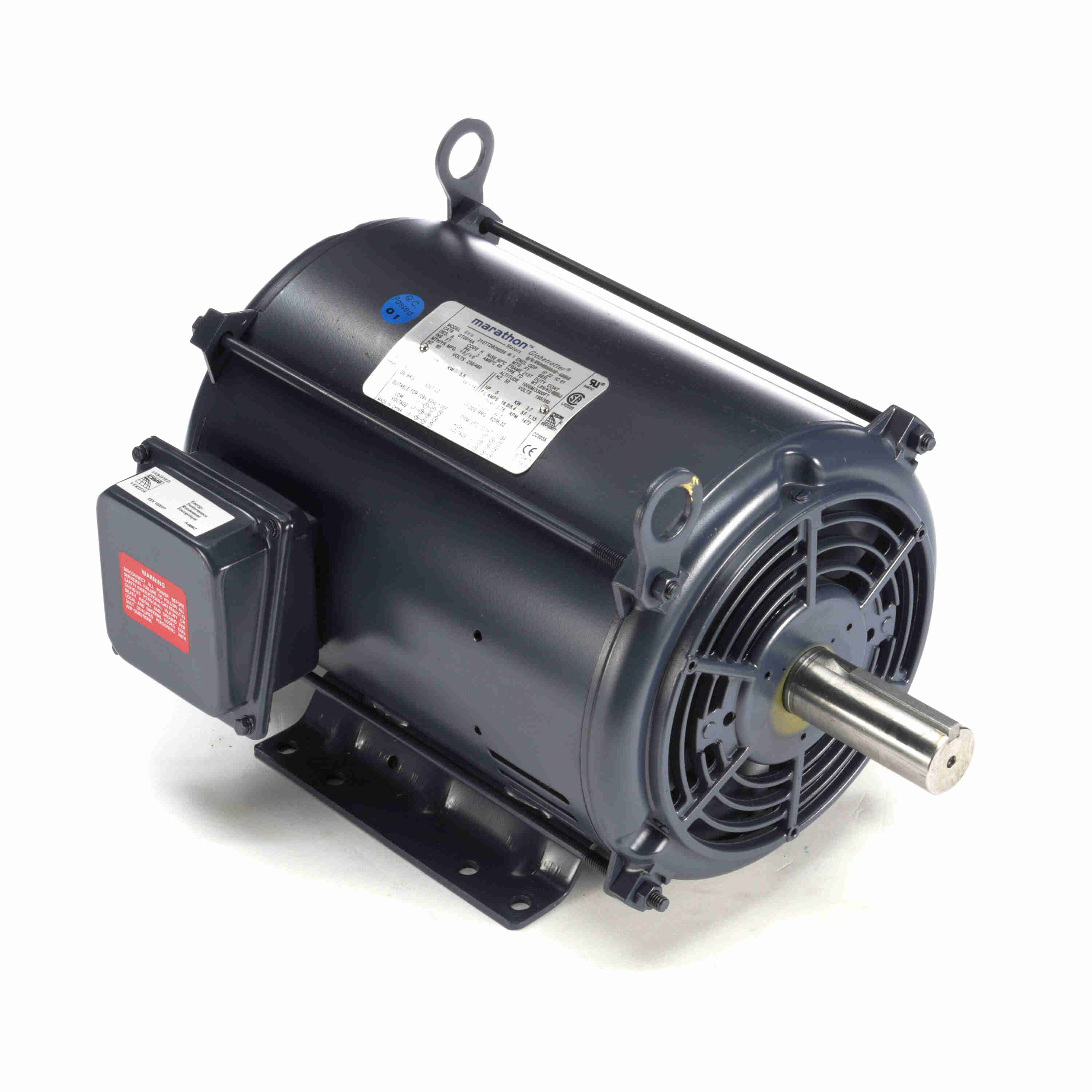 Marathon Electric General Purpose Motor, 7.50 & 5 HP, 3 Ph, 60 & 50 Hz, 230/460 & 190/380 V, 1800 & 1500 RPM, 213T Frame, DP