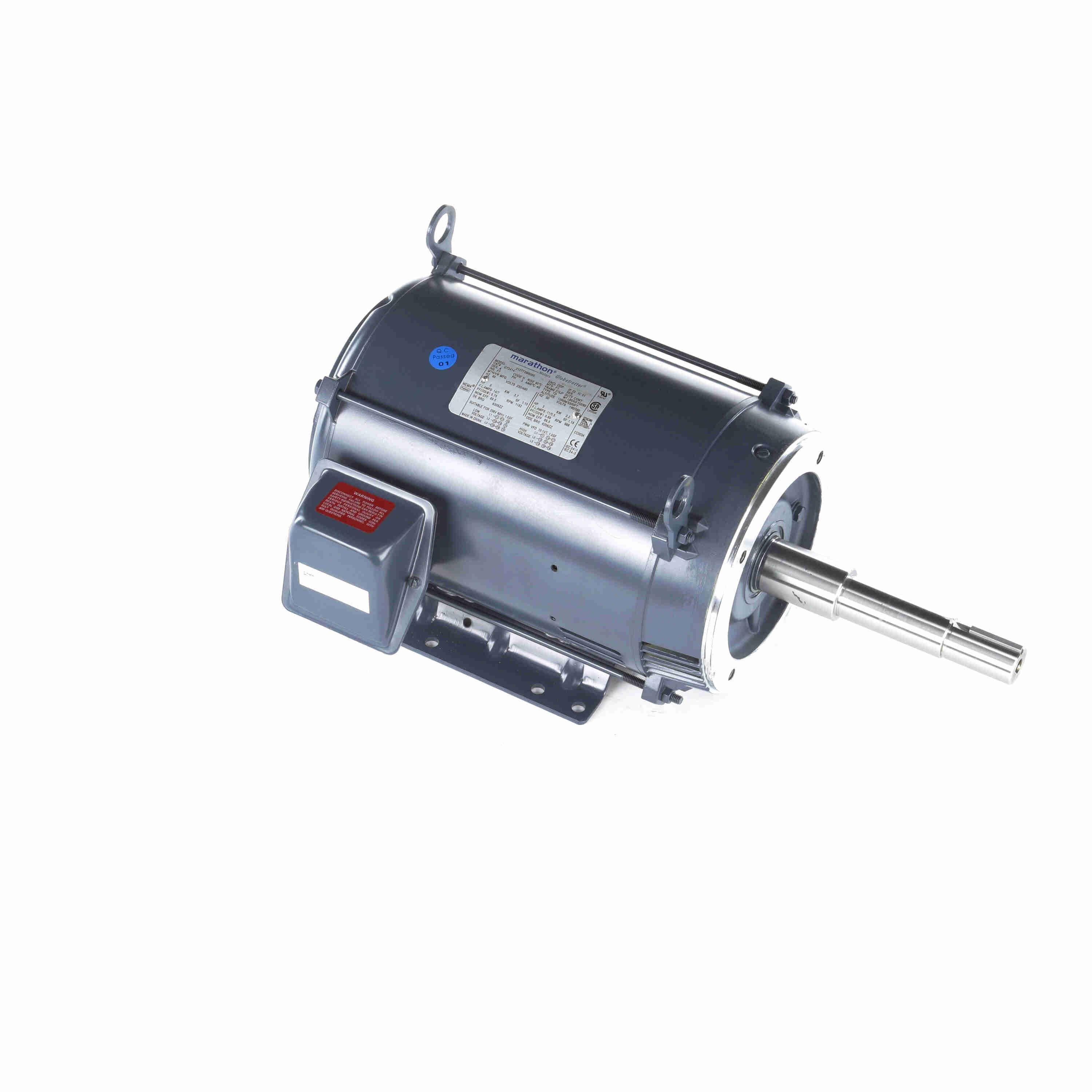 Marathon Electric Close-Coupled Pump Motor, 5 & 3 HP, 3 Ph, 60 & 50 Hz, 230/460 & 190/380 V, 1200 & 1000 RPM, 215JP Frame, DP