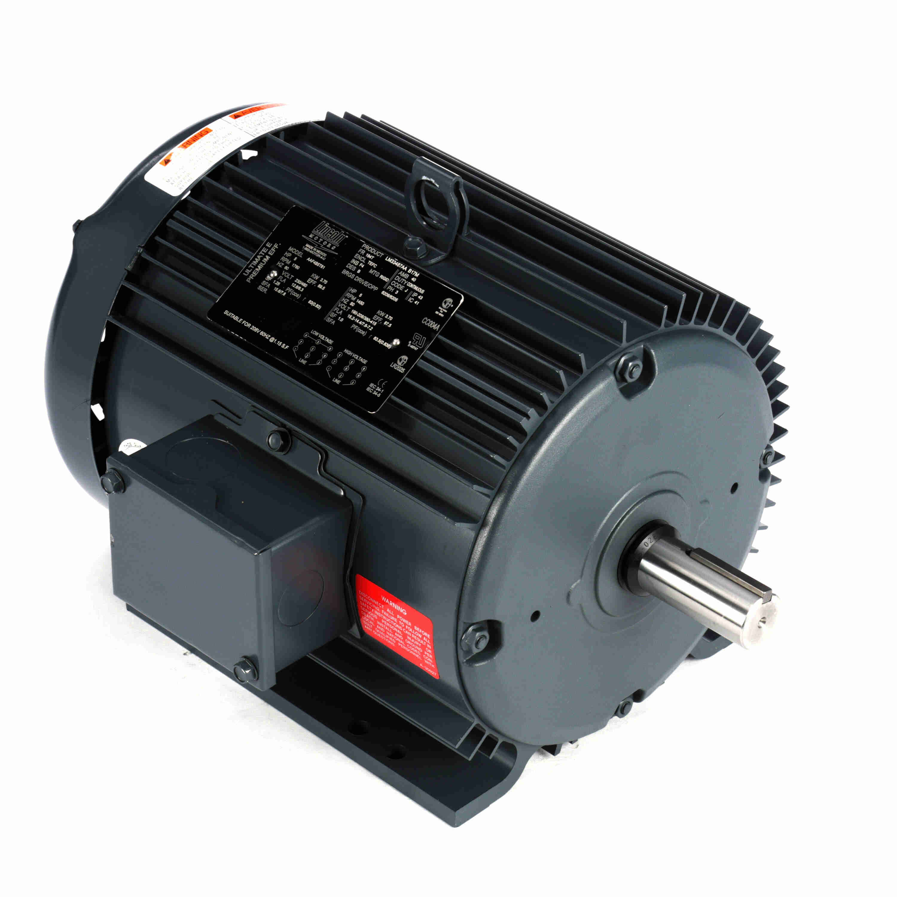 Marathon Electric General Purpose Motor, 5 & 5 HP, 3 Ph, 60 & 50 Hz, 230/460 & 190-208/380-415 V, 1800 & 1500 RPM, 184T Frame, TEFC