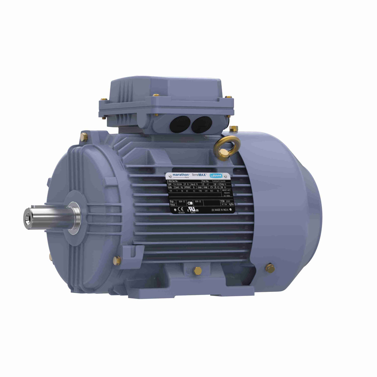 Marathon Electric Cast Iron Motor, 3 HP, 3 Ph, 60 Hz, 575 V, 1800 & 1800 RPM, 100L Frame, TEFC