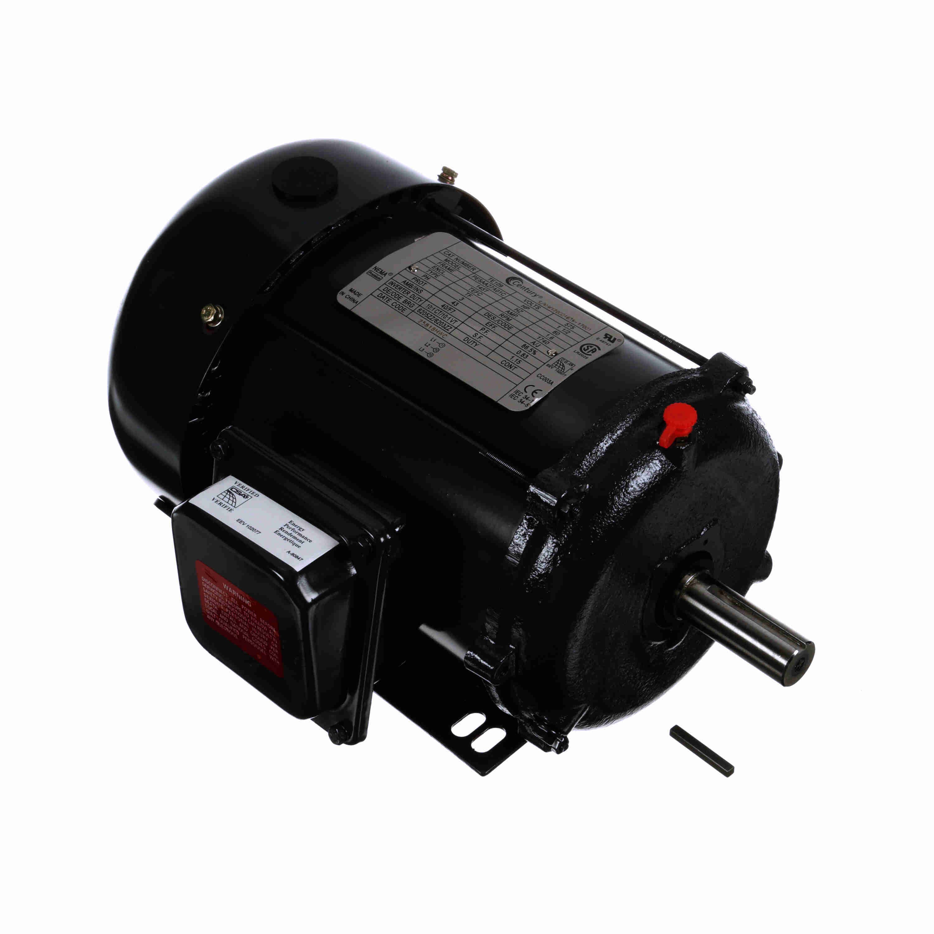 Marathon Electric General Purpose Motor, 1.5 HP, 3 Ph, 60 Hz, 575 V, 1800 RPM, 145T Frame, TEFC