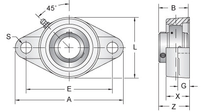 AMI MUCFL209-27 dimensional drawing