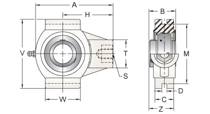 AMI MUCNTPL206-19W dimensional drawing