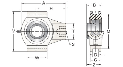 AMI MUCTPL206-19W dimensional drawing