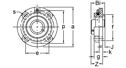 AMI UCFC208 dimensional drawing