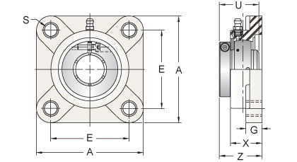 AMI UEFPL207-23MZ20B dimensional drawing