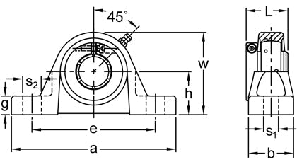AMI UELP209-28 dimensional drawing